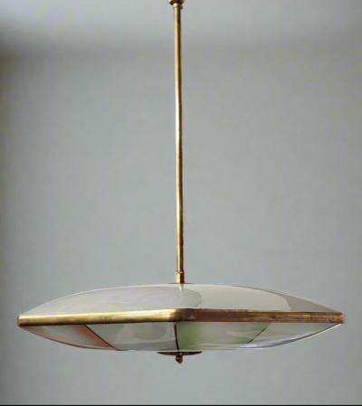  Fontana Arte Fontana Arte Pendant with Colorful Painted Glass