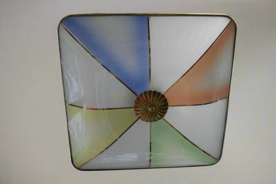  Fontana Arte Fontana Arte Pendant with Colorful Painted Glass