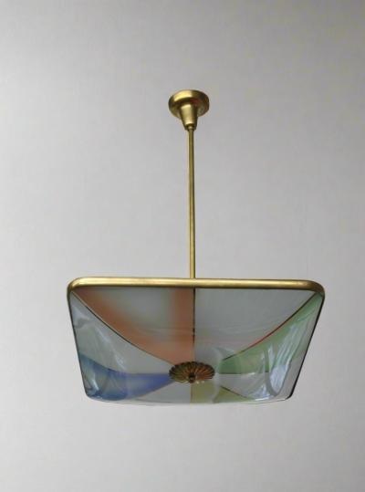  Fontana Arte Fontana Arte Pendant with Colorful Painted Glass