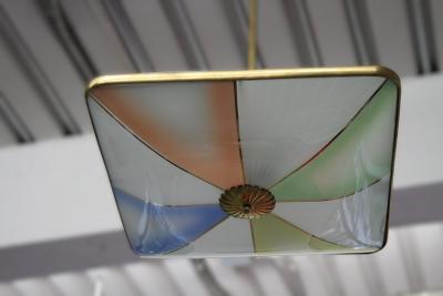  Fontana Arte Fontana Arte Pendant with Colorful Painted Glass