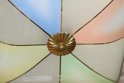  Fontana Arte Fontana Arte Pendant with Colorful Painted Glass