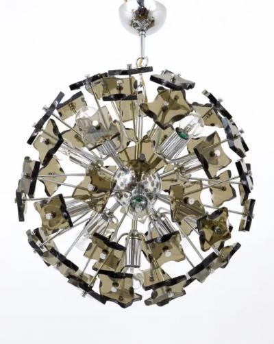  Fontana Arte Fontana Arte Sputnik Cut Glass Dandelion Mid Century Chandelier Italy 1960s