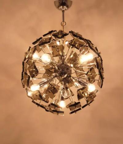 Fontana Arte Fontana Arte Sputnik Cut Glass Dandelion Mid Century Chandelier Italy 1960s