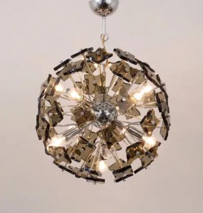  Fontana Arte Fontana Arte Sputnik Cut Glass Dandelion Mid Century Chandelier Italy 1960s