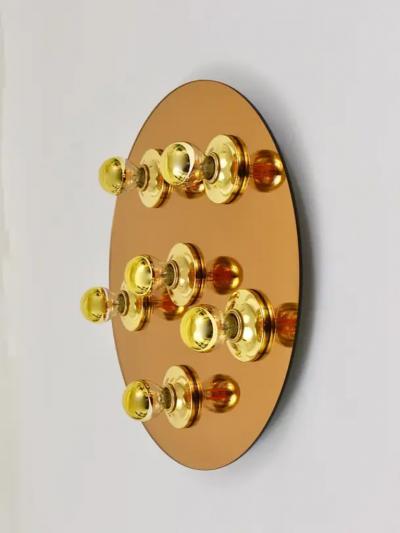  Fontana Arte Fontana Arte Style Gold Bronze Mirror Glass Flush Mount or Sconce Italy 1970s