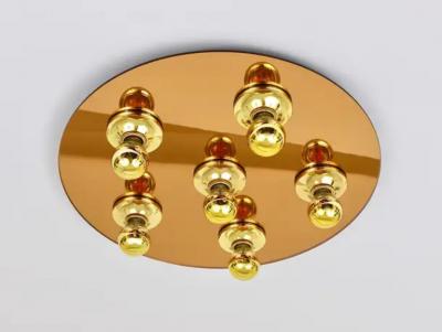  Fontana Arte Fontana Arte Style Gold Bronze Mirror Glass Flush Mount or Sconce Italy 1970s
