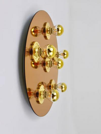  Fontana Arte Fontana Arte Style Gold Bronze Mirror Glass Flush Mount or Sconce Italy 1970s