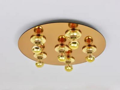  Fontana Arte Fontana Arte Style Gold Bronze Mirror Glass Flush Mount or Sconce Italy 1970s