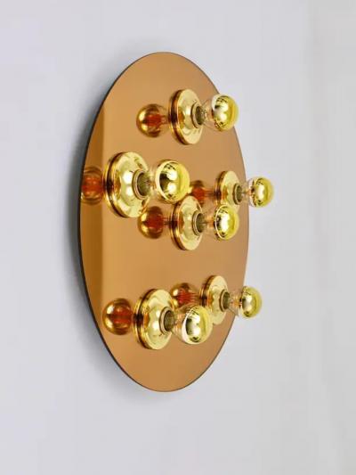  Fontana Arte Fontana Arte Style Gold Bronze Mirror Glass Flush Mount or Sconce Italy 1970s