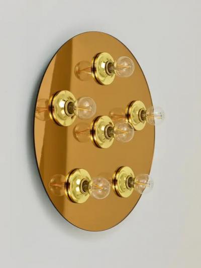  Fontana Arte Fontana Arte Style Gold Bronze Mirror Glass Flush Mount or Sconce Italy 1970s
