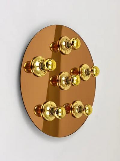  Fontana Arte Fontana Arte Style Gold Bronze Mirror Glass Flush Mount or Sconce Italy 1970s