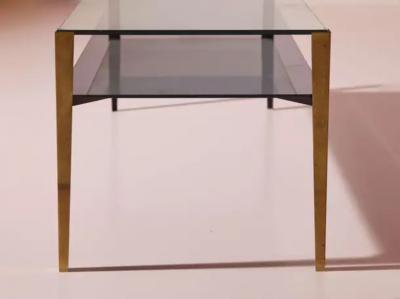  Fontana Arte Fontana Arte pair of coffee tables Model 2341 made of brass glass Italy 1960s
