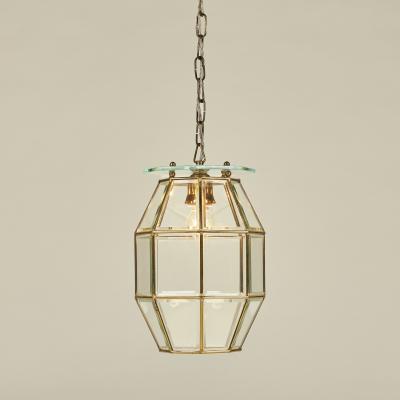 Fontana Arte FontanaArte 1960s Italian beveled glass and brass pendant lantern attributed to Fontana Arte