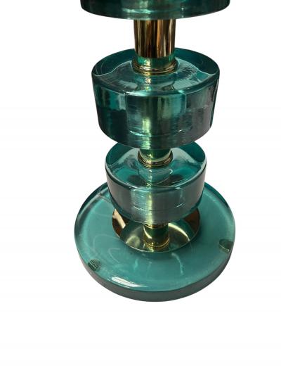  Fontana Arte FontanaArte 1970s Pair of Glass and brass lamps by Fontana Art 