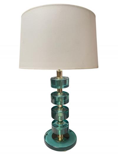  Fontana Arte FontanaArte 1970s Pair of Glass and brass lamps by Fontana Art 