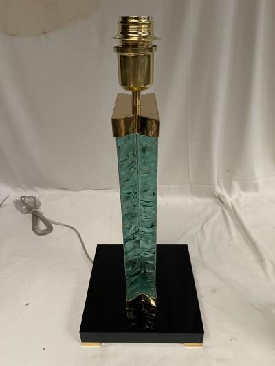  Fontana Arte FontanaArte 1980s Pair of glass lamps attributed to Fontana Arte