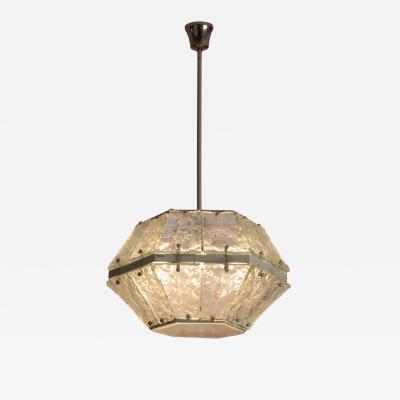 Fontana Arte FontanaArte Brass and hand faceted glass pendant lamp attributed to FontanaArte Italy 1960s