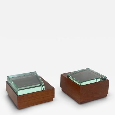  Fontana Arte FontanaArte FONTANA ARTE WALNUT AND GLASS BOXES EDITED BY FONTANA ARTE