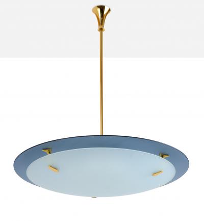  Fontana Arte FontanaArte Fontana Arte Blue Glass Pendant Chandelier Italy 1950s