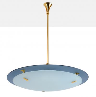  Fontana Arte FontanaArte Fontana Arte Blue Glass Pendant Chandelier Italy 1950s