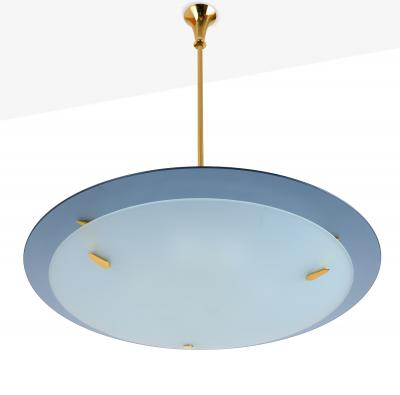  Fontana Arte FontanaArte Fontana Arte Blue Glass Pendant Chandelier Italy 1950s