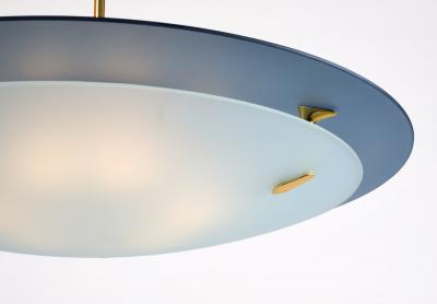  Fontana Arte FontanaArte Fontana Arte Blue Glass Pendant Chandelier Italy 1950s