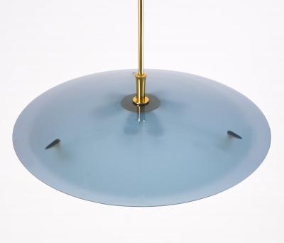  Fontana Arte FontanaArte Fontana Arte Blue Glass Pendant Chandelier Italy 1950s