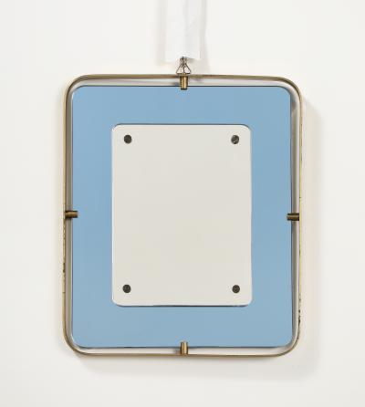  Fontana Arte FontanaArte Fontana Arte Blue Glass and Brass Wall Mirror circa 1950