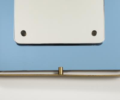  Fontana Arte FontanaArte Fontana Arte Blue Glass and Brass Wall Mirror circa 1950
