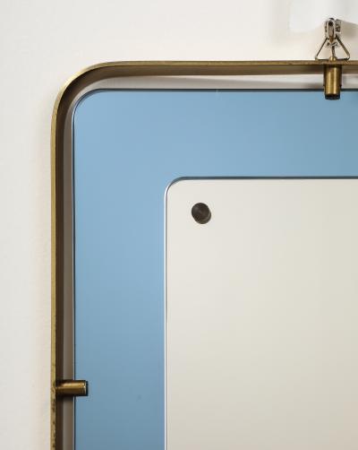  Fontana Arte FontanaArte Fontana Arte Blue Glass and Brass Wall Mirror circa 1950