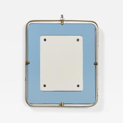  Fontana Arte FontanaArte Fontana Arte Blue Glass and Brass Wall Mirror circa 1950