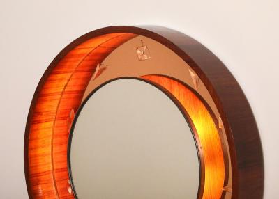  Fontana Arte FontanaArte Fontana Arte Illuminated Wood and Glass Wall Mirror circa 1940
