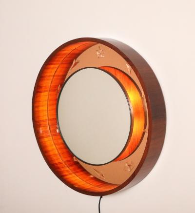  Fontana Arte FontanaArte Fontana Arte Illuminated Wood and Glass Wall Mirror circa 1940