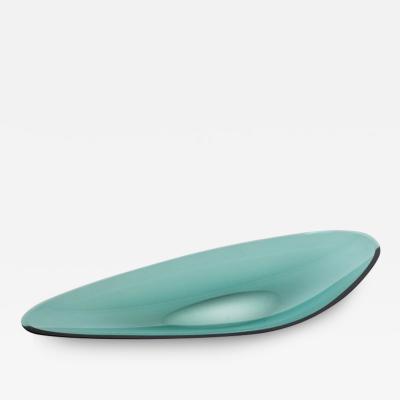 Fontana Arte (FontanaArte) - Dish Italian Glass Fontana Arte Centerpiece Elongated Oval Curved