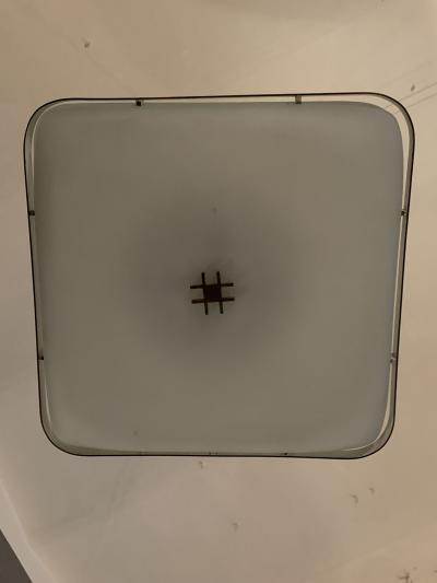  Fontana Arte FontanaArte Fontana Arte Pendant 220 in glass and brass Italy late 1940s