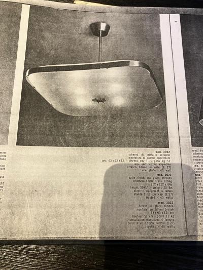  Fontana Arte FontanaArte Fontana Arte Pendant 220 in glass and brass Italy late 1940s