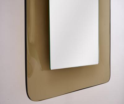  Fontana Arte FontanaArte Fontana Arte Slender Smoked Glass Mirror Italy 1960s