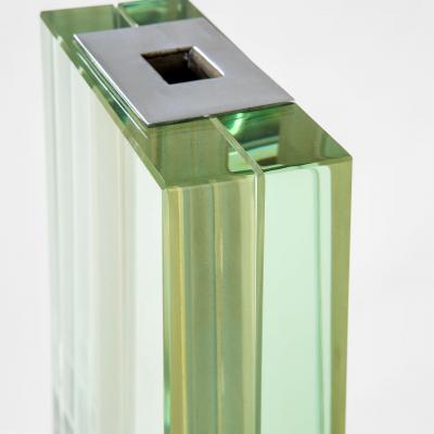  Fontana Arte FontanaArte Fontana Arte Soliflore Vase Mod 2393 in Crystal Nickeled Brass 50s