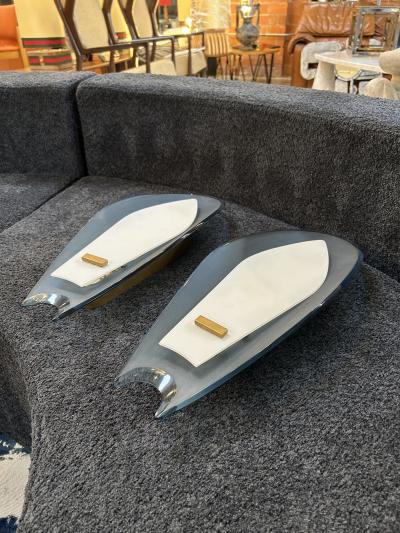  Fontana Arte FontanaArte Fontana Arte Wall Sconces by Max Ingrand Italy 1960s