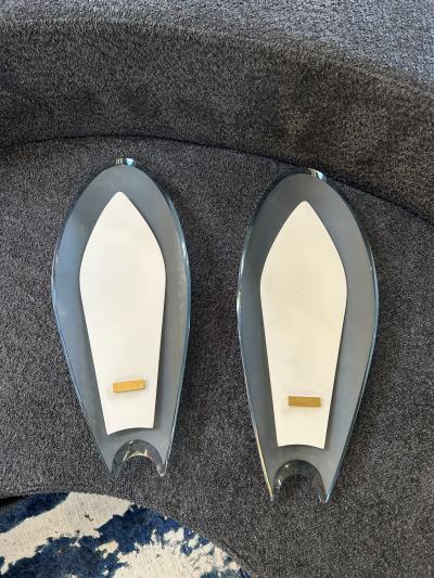  Fontana Arte FontanaArte Fontana Arte Wall Sconces by Max Ingrand Italy 1960s