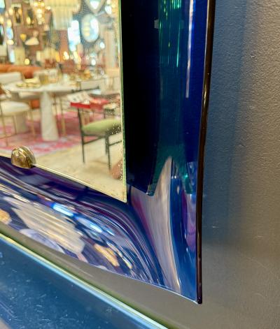  Fontana Arte FontanaArte Fontana Arte blue mirror with glass console Italy 1970