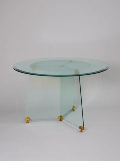  Fontana Arte FontanaArte Glass and brass circular table