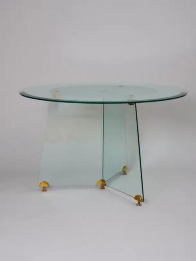  Fontana Arte FontanaArte Glass and brass circular table