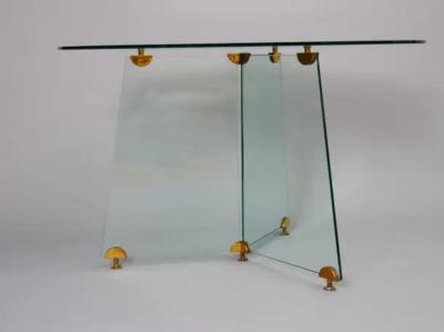  Fontana Arte FontanaArte Glass and brass circular table