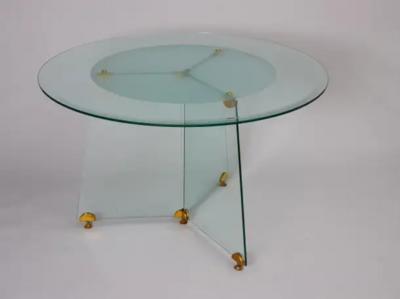  Fontana Arte FontanaArte Glass and brass circular table