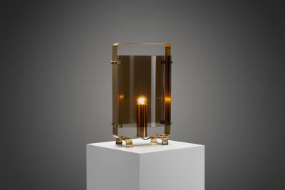  Fontana Arte FontanaArte Italian Curved Glass and Brass Table Lamp by Fontana Arte Attr Italy 1960s