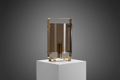  Fontana Arte FontanaArte Italian Curved Glass and Brass Table Lamp by Fontana Arte Attr Italy 1960s
