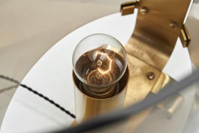  Fontana Arte FontanaArte Italian Curved Glass and Brass Table Lamp by Fontana Arte Attr Italy 1960s