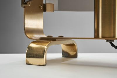  Fontana Arte FontanaArte Italian Curved Glass and Brass Table Lamp by Fontana Arte Attr Italy 1960s