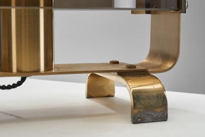  Fontana Arte FontanaArte Italian Curved Glass and Brass Table Lamp by Fontana Arte Attr Italy 1960s